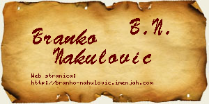 Branko Nakulović vizit kartica